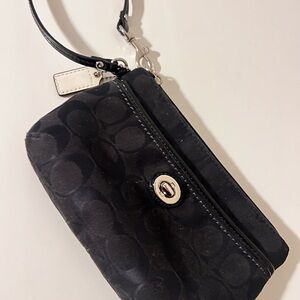 Coach Black Wristlet with Silver Accents
